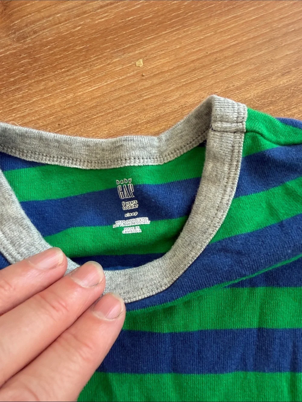 GAP Green & Blue Striped and Construction-Print Kids Pajama Set